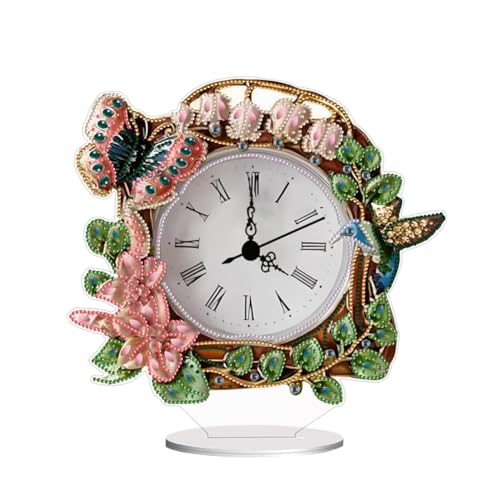 5D DIY Diamond Painting Uhr Tischdeko Set, Diamant Malerei Uhr Tisch Deko Ornament, Diamant Painting Malen nach Zahlen Erwachsene Geschenk (L) von Demiawaking