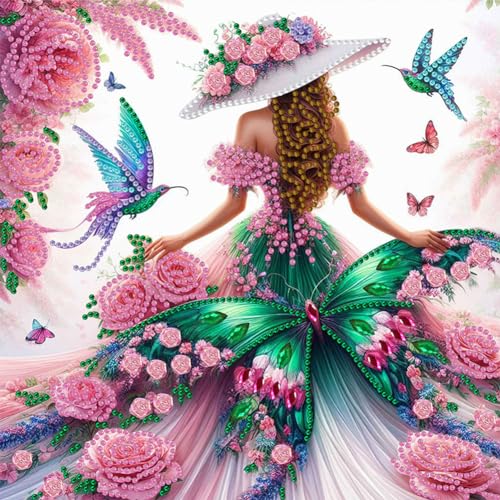 5D DIY Teilbohrer Diamond Painting Bilder Edle Damen Set, Teilweise Drill Diamant Painting Kreuzstich Stickerei elegant Damen Kit, Diamant Malerei 30x30cm (24) von Demiawaking