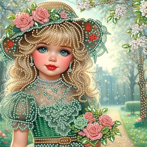 5D DIY Teilweise Drill Diamond Painting Bilder Mädchen Set, Teilbohrer Diamant Painting Süße Mädchen Kit, Diamant Malerei Malen nach Zahlen Erwachsene Kinder 30x30cm (I) von Demiawaking