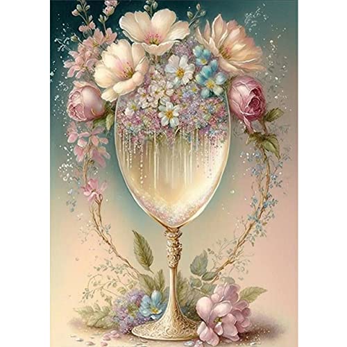 5D DIY Vollbohrer Diamond Painting Bilder Blumen Glas Deko, Diamant Painting Full Drill Kreuzstich Stickerei Diamantmalerei 30x40cm (05) von Demiawaking