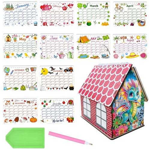 5D Diamond Painting Kalender 2026, DIY Diamant Malerei Calendar 2026 Tischkalender, Diamant Painting Tischkalender Tischdeko Paper Kalender Set Geschenk (P) von Demiawaking