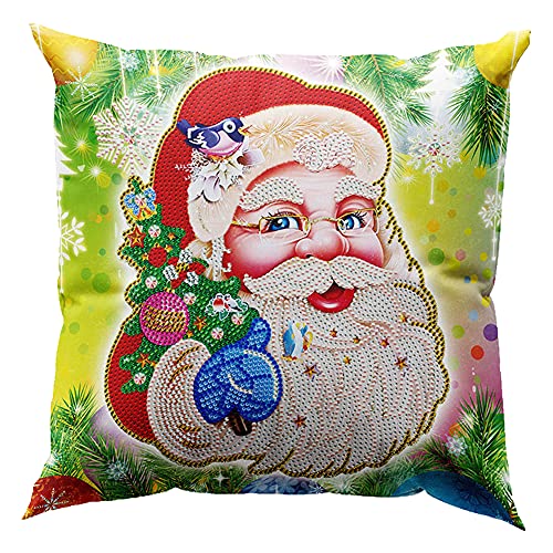 5D Mosaik Diamond Painting Kissenbezug Strass Diamamt Malerei Kissenhülle DIY Harz Malerei Kit Sofa Deko Weihnachtsdeko Geschenk (B) von Demiawaking