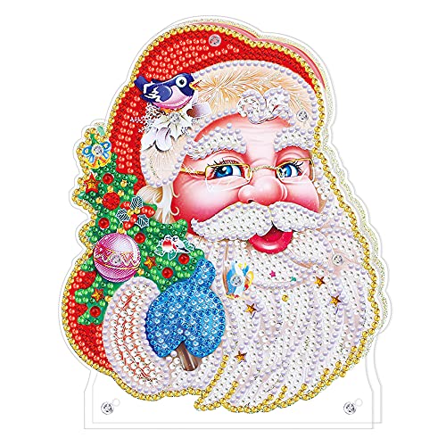 5D Weihnachten Diamond Painting LED Weihnachtsbeleuchtung Diamant Malerei Nachtlicht Deko Lampe DIY Party Deko Weihnachtsdeko Handwerk Geschenk (H) von Demiawaking