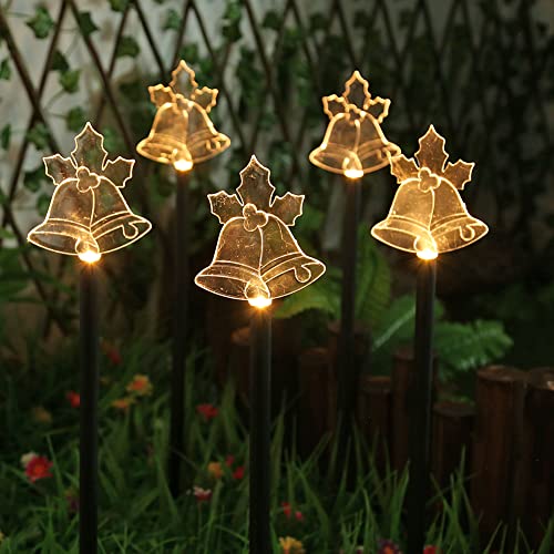 5Pcs Weihnachten Deko LED Weihnachtsdeko IP65 Wasserdicht Weihnachtsbeleuchtung Außen Solar, Solarlampen für Party Neujahr Garten Deko (Glocken) von Demiawaking