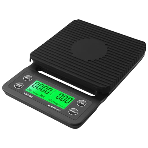 5kg / 3kg Digitalwaage Digitale Küchenwaage 0,1g Genau LCD Display Kaffeewaage Briefwaage mit Timer Funktion (3KG) von Demiawaking