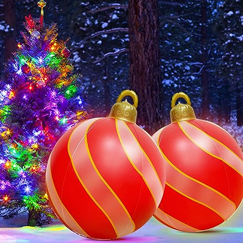 60cm Groß LED Weihnachtsbeleuchtung Weihnachtskugel Deko, Aufblasbar Kugeln Weihnachtsdeko Weihnachten Ball, Wasserdicht Weihnachtskugeln Ornamente mit Fernbedienung für Hochzeit Party (Q) von Demiawaking