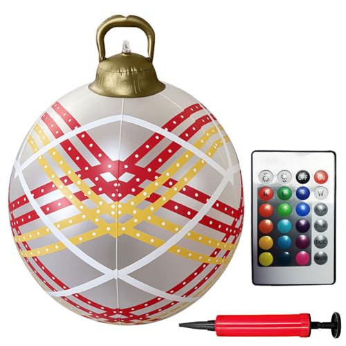 60cm Groß LED Weihnachtsbeleuchtung Weihnachtskugeln Deko, Aufblasbar Kugeln Weihnachtsdeko Weihnachten Ball mit Pumpe, Wasserdicht Weihnachtskugel mit Fernbedienung für Party Deko (L) von Demiawaking