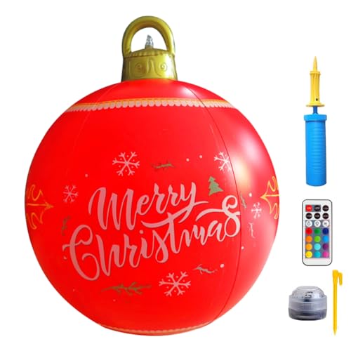 60cm Groß LED Weihnachtskugeln mit Pumpe und Erdspießen, Aufblasbar Kugeln Weihnachtsdeko Weihnachten Ball, Wasserdicht Weihnachtskugel Ornamente mit Fernbedienung für Party Deko (A) von Demiawaking