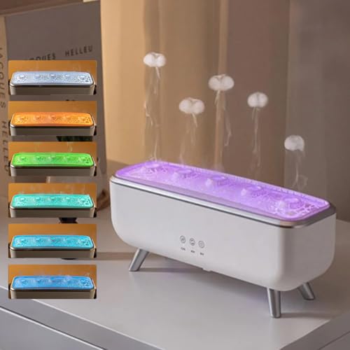 Aroma Diffuser mit LED Dynamischer Quallen, Quallen Luftbefeuchter Luftdiffusor Duftöle für Ätherische Öle, 7 Farben LED Licht, 2 Timing 2 Modi, Wasserlose Abschaltautomatik (B) von Demiawaking