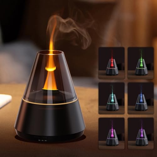 Aroma Diffuser mit LED Kerzen, Kerzenlicht Luftbefeuchter Luftdiffusor Duftöle für Ätherische Öle, 7 Farben LED Licht, 3 Timing Timer, Wasserlose Abschaltautomatik (Schwarz) von Demiawaking