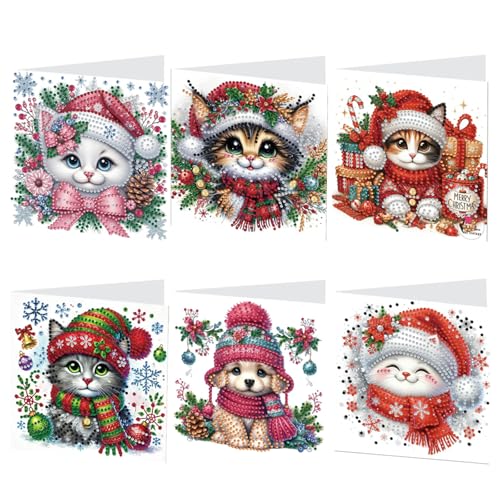 DIY 5D Diamond Painting Grußkarte, Diamant Malerei Weihnachten Karten Geburtstag Karte Weihnachtskarte Diamant Painting Geschenkkarte (6Pcs G) von Demiawaking