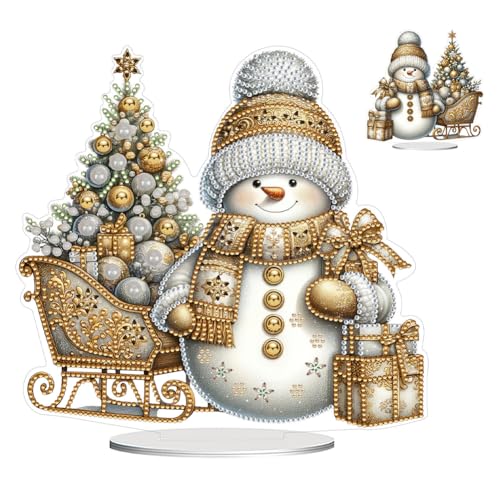 DIY 5D Diamond Painting Weihnachten Deko, Acryl Diamant Malerei Tischdeko Weihnachtsdeko Ornamente, Diamant Painting Schneemann Tisch Deko Geschenke (01) von Demiawaking