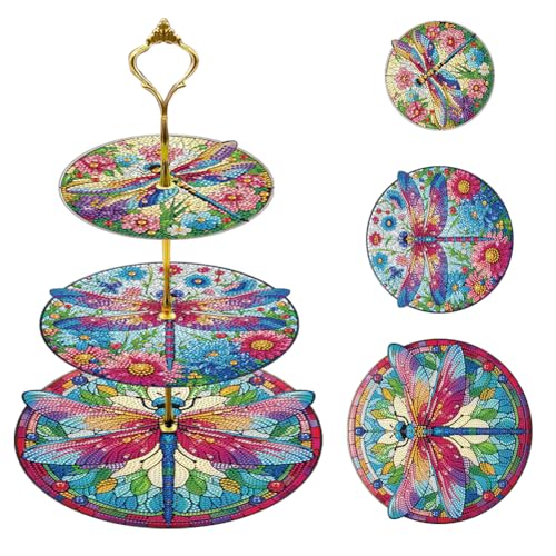 DIY Diamond Painting Tortenständer 3 Etagen, Diamant Malerei Dessert Tablett Dessert Ständer, 5D Diamant Painting Serviertablett Cupcake Regel für Hochzeit Geburtstag Party (H) von Demiawaking