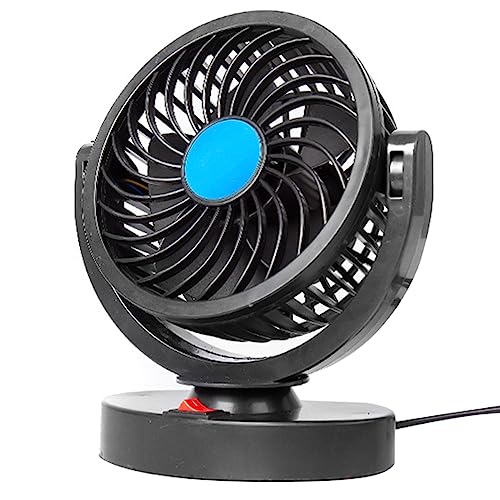 Demiawaking 12V 24V Auto Ventilator, Doppelkopf Auto Kühler Lüfter, 360 Grad drehbar Luftkühler, 2 Gang Geschwindigkeit für Auto, LKW (1 Kopf 5V) von Demiawaking