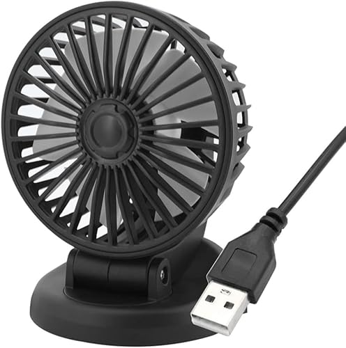 Demiawaking 12V 24V Auto Ventilator Geräuscharmer 360 Grad Rotation USB 3-Gang Geschwindigkeit Auto Lüfter Kühler für Auto SUV LKW (06) von Demiawaking