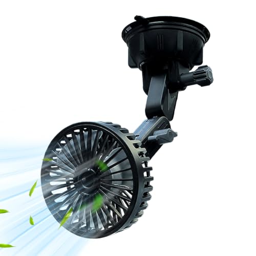 Demiawaking 12V 24V Auto Ventilator Geräuscharmer 360 Grad Rotation USB 3-Gang Geschwindigkeit Auto Lüfter Kühler mit Saugnapf für Auto SUV LKW (07) von Demiawaking