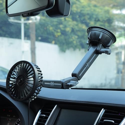 Demiawaking 12V 24V Auto Ventilator Geräuscharmer 360 Grad Rotation USB 3-Gang Geschwindigkeit Auto Lüfter Kühler mit Saugnapf für Auto SUV LKW (08) von Demiawaking