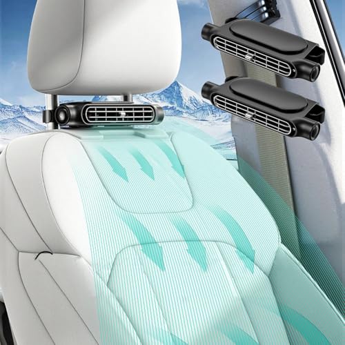 Demiawaking 2 Stück USB Auto Ventilator, verstellbar 3 Geschwindigkeiten Auto Lüfter Kühler, Auto Klimaanlage für vorne und hinten, Auto Kühlung Autositz Ventilator kopfstütze für SUV LKW (2 Stück A) von Demiawaking