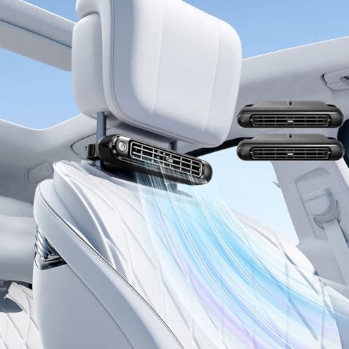 Demiawaking 2 Stück USB Auto Ventilator, verstellbar 3 Geschwindigkeiten Auto Lüfter Kühler, Auto Klimaanlage für vorne und hinten, Auto Kühlung Autositz Ventilator kopfstütze für SUV LKW (2 Stück C) von Demiawaking