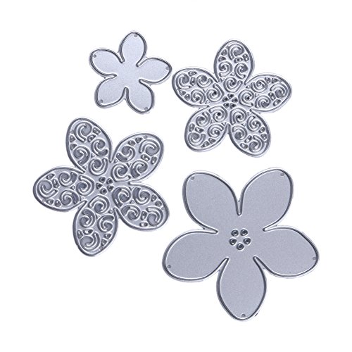 Demiawaking 4Pcs Metall Blume Schneiden Schablonen DIY Sammelalbum Dekor Papier Karten, Metall Buchzeichen, Metall Lesezeichen als Geschenk fuer Freunde von Demiawaking