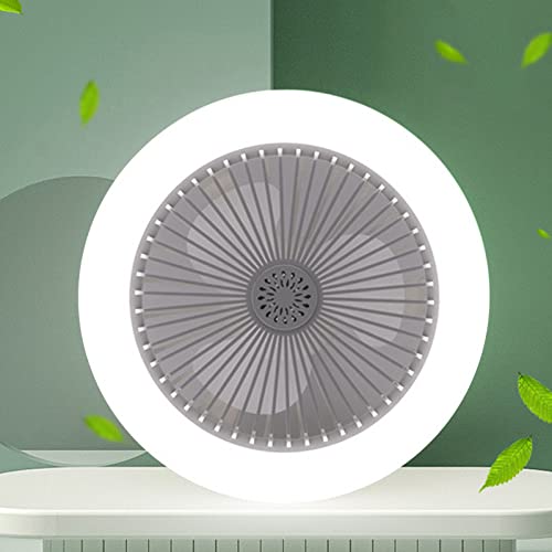 Demiawaking Aroma Ventilator LED Deckenleuchte mit Ventilator, Universal E27 LED Deckenventilator mit Lampe mit Fernbedienung 3 Balde 3 Geschwindigkeiten Dimmbar für Schlafzimmer Schlafsaal (Grau) von Demiawaking