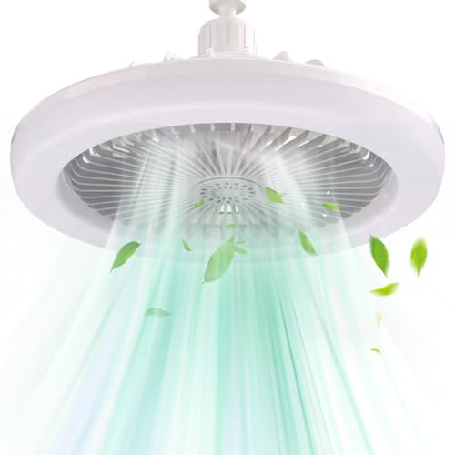 Demiawaking Aroma Ventilator LED Deckenleuchte mit Ventilator, Universal E27 LED Deckenventilator mit Lampe mit Fernbedienung 3 Balde 3 Geschwindigkeiten Dimmbar für Schlafzimmer Schlafsaal (Grau) von Demiawaking