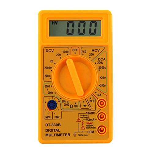 Demiawaking DT-830B LCD Digital Multimeter AC DC 750 / 1000V Amp Volt Ohm Tester Meter (Gelb) von Demiawaking