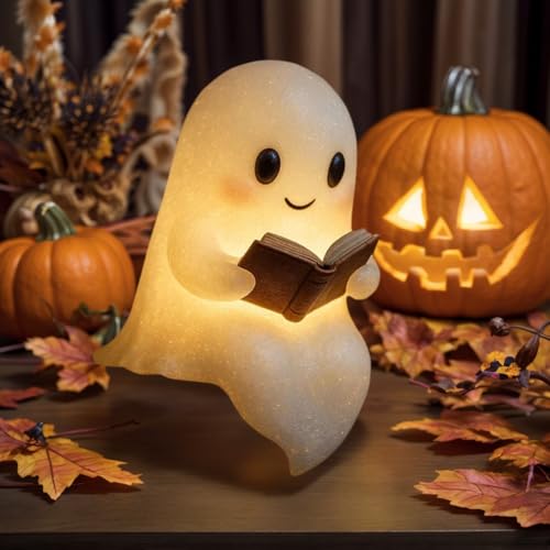 Demiawaking Geister Nachtlicht, Halloween Geist Figuren Leselampe, Halloween Deko LED, Ghost 3D LED, Geist Statue Geisternachtlicht (15cm) von Demiawaking