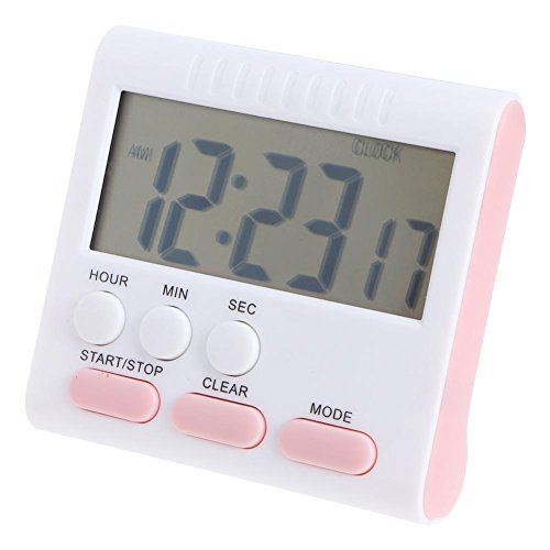 Demiawaking Küche Timer Digital Kochen Countdown Uhr mit großem LCD-Display lauter Alarm Magnetischer Rückseite 24 Stunden Zählen Up Down rose von Demiawaking