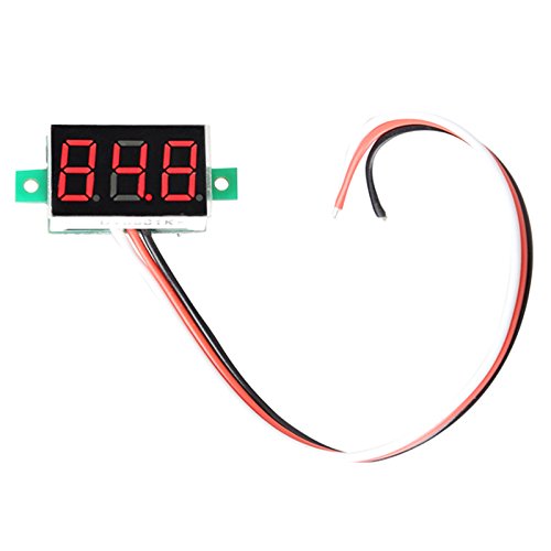 Demiawaking Mini Digital Voltmeter DC 0-100V LED Panel Spannungsmesser mit drei Kabel (Rot Licht) von Demiawaking