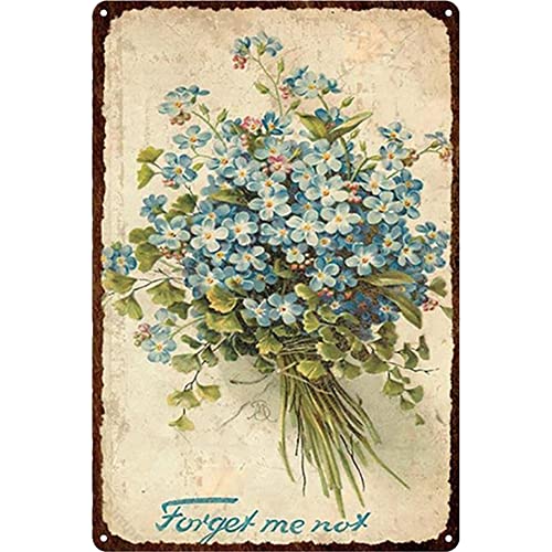 Demiawaking Metallschild Vintage Rostfrei Wandposter Blumen Eisenmalerei Vintage Bilder Dekorative Metallschilder für Schlafzimmer, Wohnzimmer, Restaurant, Bar 20x30cm (H) von Demiawaking