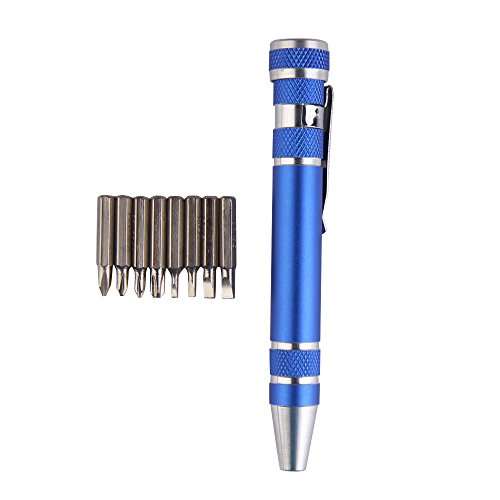 Demiawaking Schraubendreher Schraubenzieher Set Werkzeug Stift 8 in 1 Mini Gadgets für Reparatur (Blau) von Demiawaking