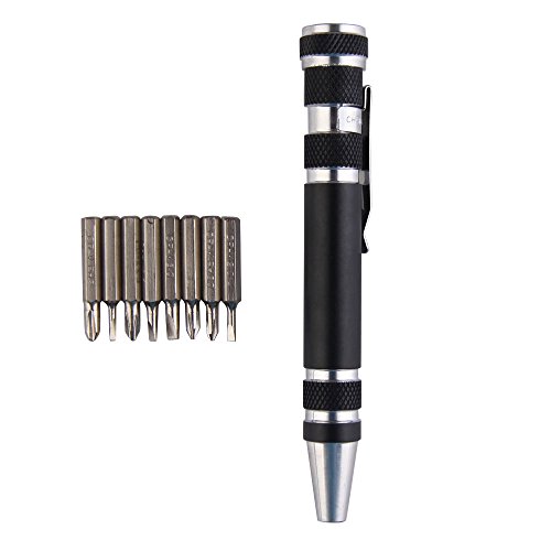 Demiawaking Schraubendreher Schraubenzieher Set Werkzeug Stift 8 in 1 Mini Gadgets für Reparatur (Schwarz) von Demiawaking