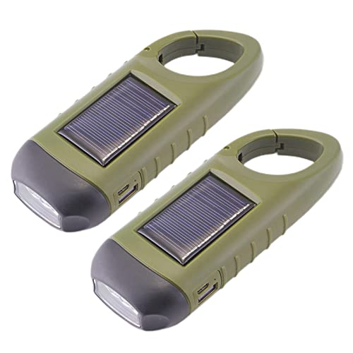 Demiawaking Solar LED Taschenlampe, USB aufladbar Kurbel Dynamo Lampe mit Kabel, Angeln Dynamo Taschenlampe, Taschenlampe Kurbel für Outdoor Camping Notfall (2) von Demiawaking