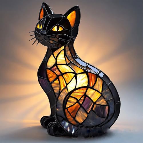 Demiawaking Tischlampe Tiere Set, Hund Katzen USB LED Nachtlicht Schreibtischlampe, Harz Tierlampe Nachttischlampe für Wohnzimmer Schlafzimmer, Lustiges Geschenk Erwachsene Kinder (A) von Demiawaking