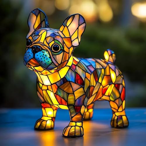 Demiawaking Tischlampe Tiere Set, Hund Katzen USB LED Nachtlicht Schreibtischlampe, Harz Tierlampe Nachttischlampe für Wohnzimmer Schlafzimmer, Lustiges Geschenk Erwachsene Kinder (D) von Demiawaking