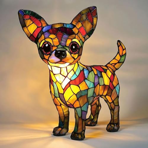 Demiawaking Tischlampe Tiere Set, Hund Katzen USB LED Nachtlicht Schreibtischlampe, Harz Tierlampe Nachttischlampe für Wohnzimmer Schlafzimmer, Lustiges Geschenk Erwachsene Kinder (H) von Demiawaking