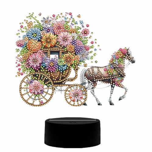 Diamond Painting Nachtlicht Tischdeko, Diamant Malerei Nachttischlampe Tischlampe LED Deko, DIY 5D Diamant Painting Lampe für Kinder Geburtstag Geschenke (09) von Demiawaking