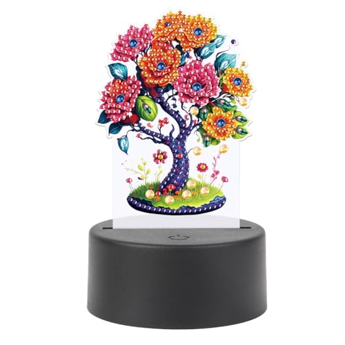Diamond Painting Nachtlicht Tischdeko Tiere, Diamant Malerei Nachttischlampe Tischlampe LED Deko Set, DIY 5D Diamant Painting Lampe für Kinder Geburtstag Geschenke (F) von Demiawaking