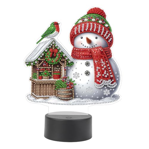 Diamond Painting Nachtlicht Weihnachtsdeko, Diamant Malerei Nachttischlampe Tischlampe LED Weihnachten Deko, DIY 5D Diamant Painting Lampe Geschenke (03) von Demiawaking