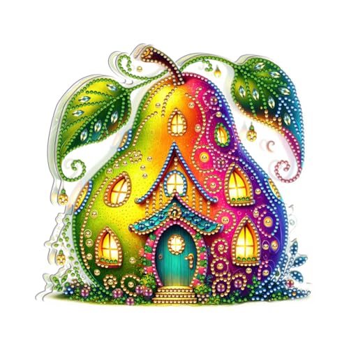 Doppelseitig Diamond Painting Nachtlicht Tischdeko Obst Kit, Diamant Malerei Nachttischlampe Tischlampe LED Deko, DIY 5D Diamant Painting Lampe für Kinder Geburtstag Geschenke (Birne) von Demiawaking