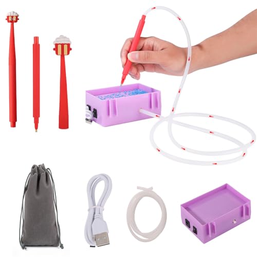 Elektrische Diamond Painting Sauger Werkzeug, USB Diamond E-Painter, Diamond Painting Stift mit integrierter Vakuum-Pumpe, Diamond Painting Werkzeug Set (Rosa A, Aufladbar) von Demiawaking