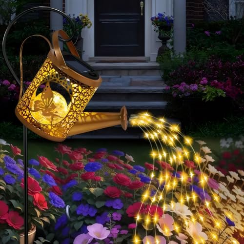 Elf Fee Dusche Garten Solarleuchte, wasserdicht LED Gießkanne Lampe Garten Deko Solarlampen für außen, Outdoor Garten Yard Rasen Hof Elf Deko (E) von Demiawaking