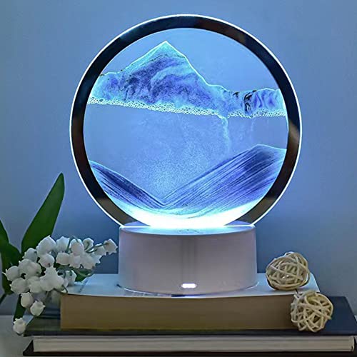 Demiawaking Fließende Sandmalerei LED Lampe, dynamische Sandkunst, 3D-Sandlandschaft, Glas-Treibsand-Rahmen, flüssige Sanduhr, Deko Lampe Nachtlicht für Zuhause Büro Schreibtisch, 20x16cm (A) von Demiawaking