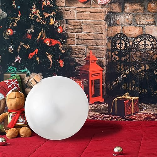 Groß Weihnachtskugeln, Aufblasbar Ball Weihnachtsdeko Kugeln Weihnachten Ball, Weihnachtskugel Party Weihnachtsbaum Deko Geschenk (65cm, Weiss) von Demiawaking