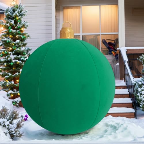 Groß Weihnachtskugeln Weihnachtsdeko, Aufblasbar Weihnachtskugel Weihnachtsdeko Kugeln Weihnachten Ball, Wasserdicht Weihnachtsball Ornamente Party Deko (68x58cm Grün) von Demiawaking