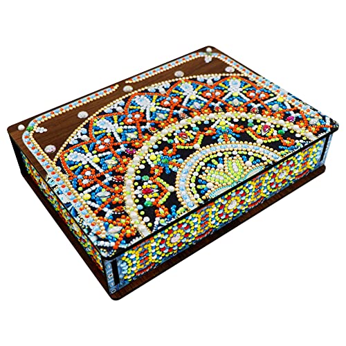 Klassische Mandala Diamond Painting Schmuckkästchen Aufbewahrungsbox DIY Diamant Malerei Schmuckaufbewahrung Holz Organizer Box Geschenke (A) von Demiawaking