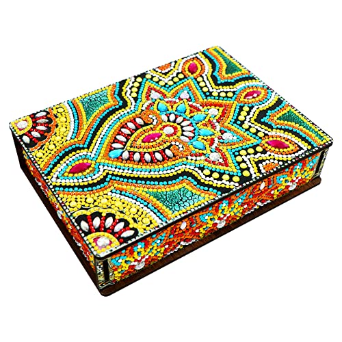 Klassische Mandala Diamond Painting Schmuckkästchen Aufbewahrungsbox DIY Diamant Malerei Schmuckaufbewahrung Holz Organizer Box Geschenke (B) von Demiawaking