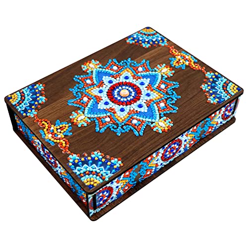Klassische Mandala Diamond Painting Schmuckkästchen Aufbewahrungsbox DIY Diamant Malerei Schmuckaufbewahrung Holz Organizer Box Geschenke (D) von Demiawaking