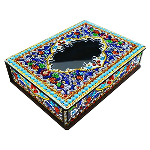 Klassische Mandala Diamond Painting Schmuckkästchen Aufbewahrungsbox DIY Diamant Malerei Schmuckaufbewahrung Holz Organizer Box Geschenke (H) von Demiawaking